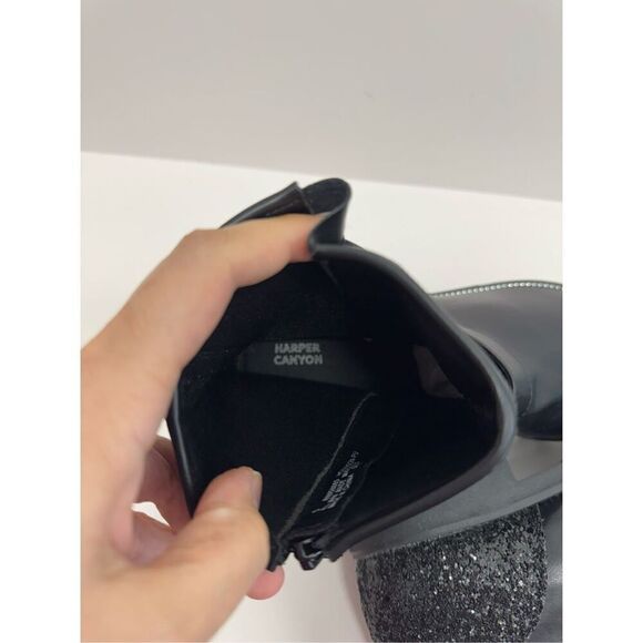 Harper Canyon Boots Size 5 Black Buckle Detail Lug Sole Block Heel Side Zip NEW - Picture 8 of 9